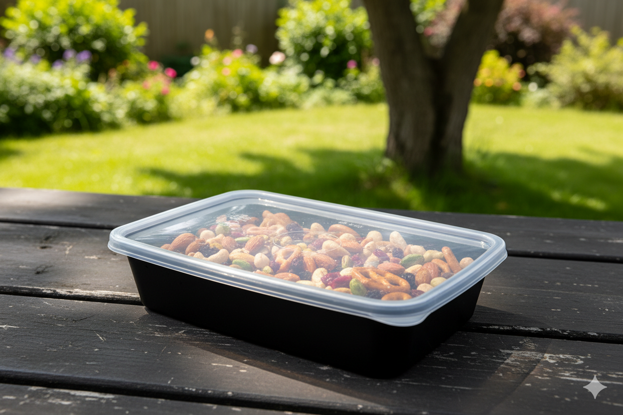 علب بلاستيك مايكرويف مستطيلة أسود مع أغطية 
Black PP Microwavable Plastic Containers with Lids (16oz)