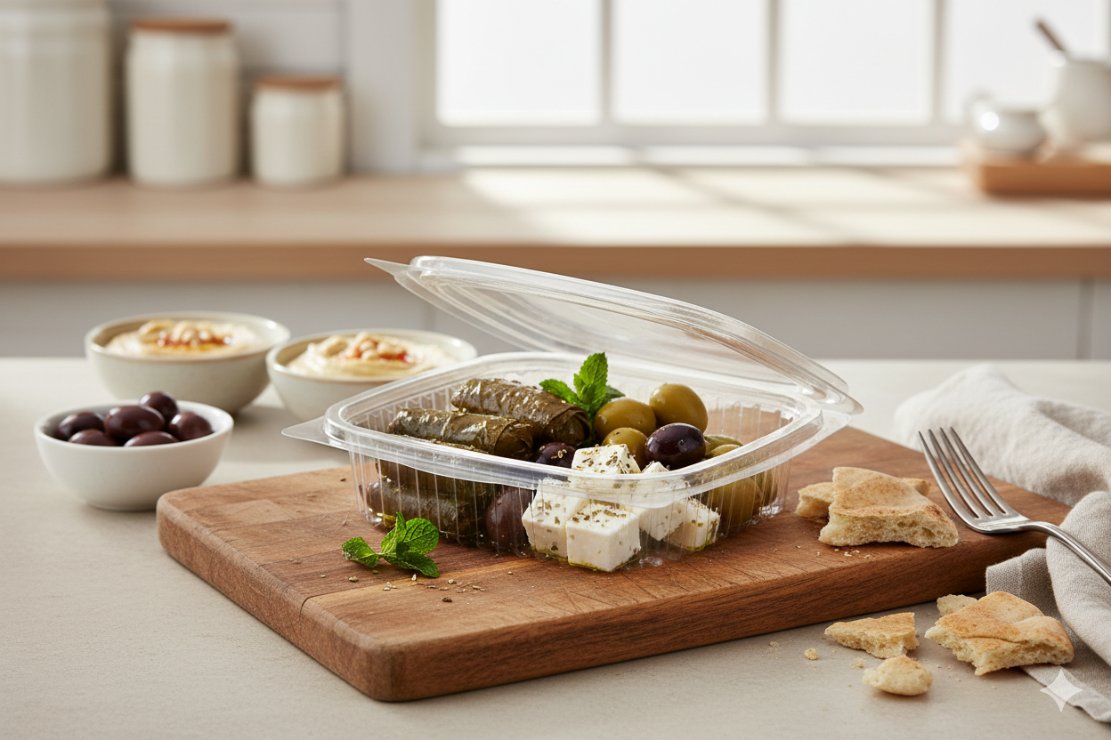 علب بلاستيك PET مستطيلة شفافة مع غطاء متصل  ARZ 916
PET Plastic Rectangle Hinged Containers ARZ 916
