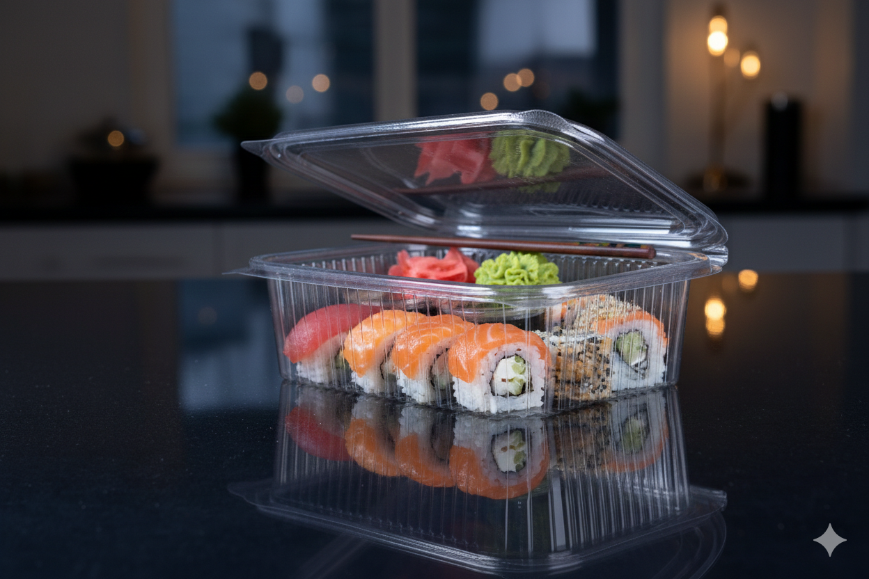 PET Rectangle Hinged Containers ARZ 961
علب بلاستيك PET مستطيلة شفافة مع غطاء متصل   ARZ 961