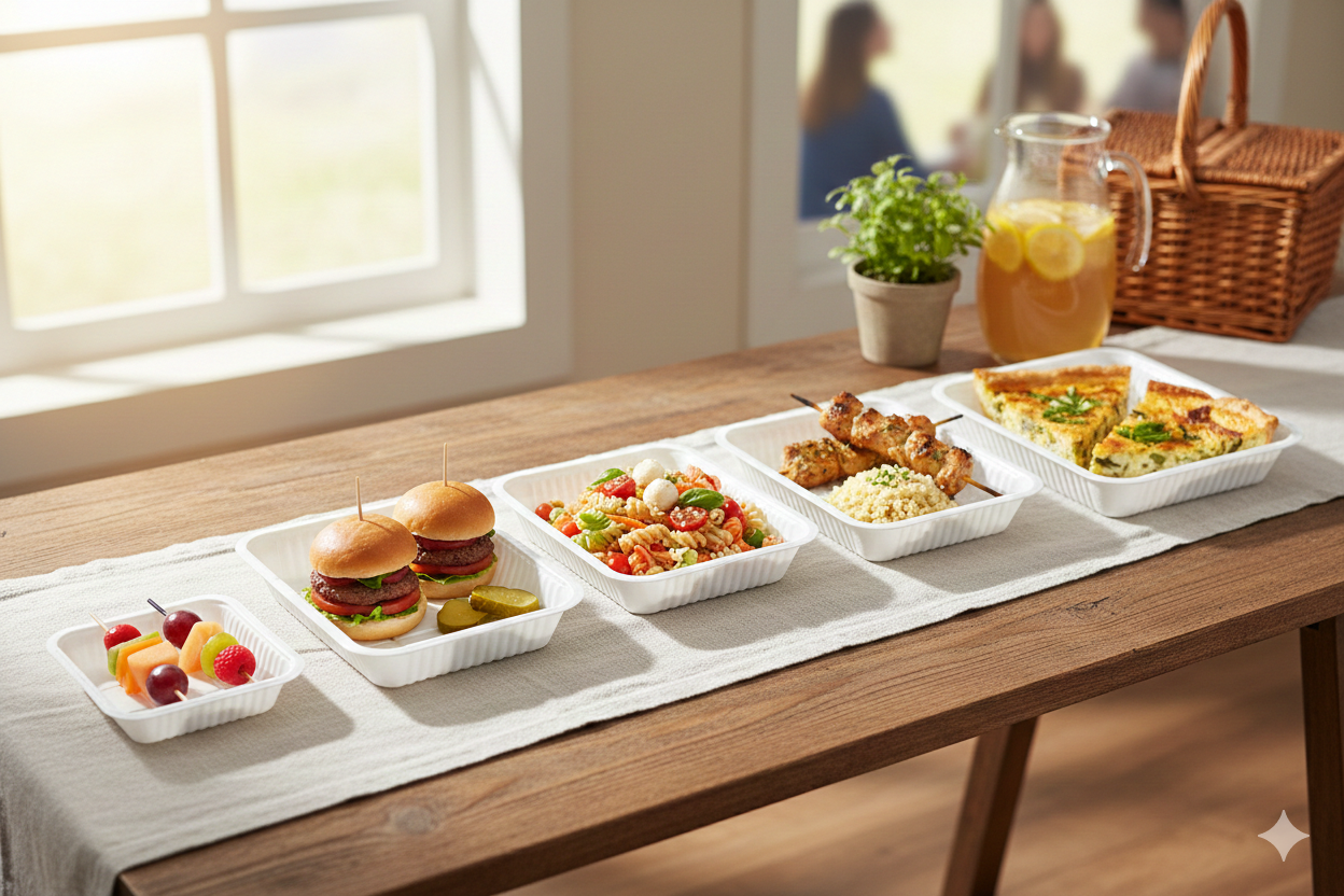 White Rectangle Plastic Plates (5 sizes)