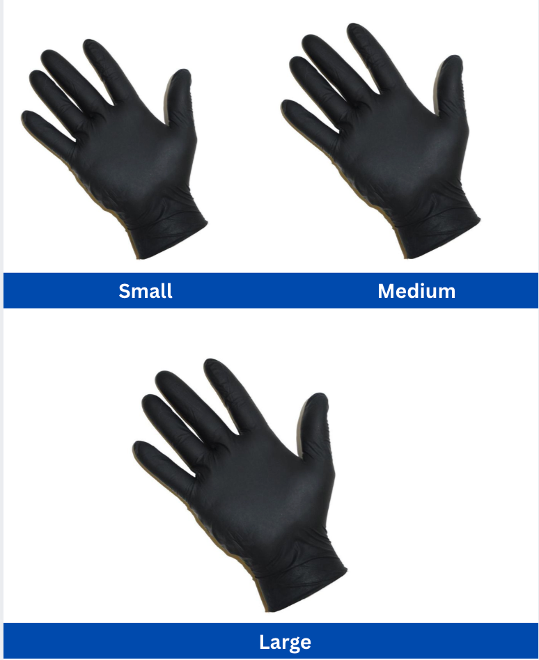 Black Nitrile Gloves - Powder Free (S,M,L)