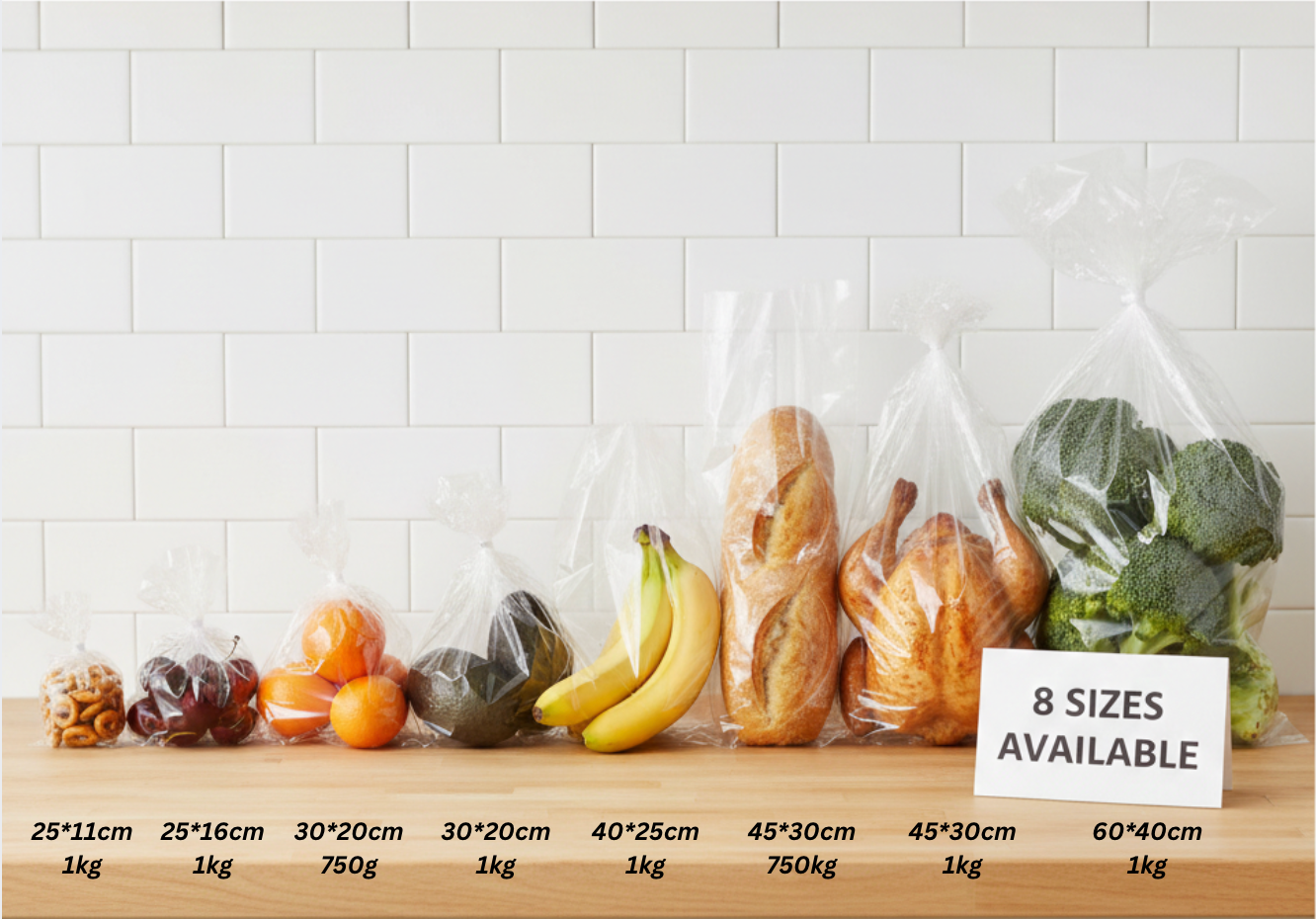 أكياس تخزين بلاستيكية عادية (LDPE، 750 غرام)