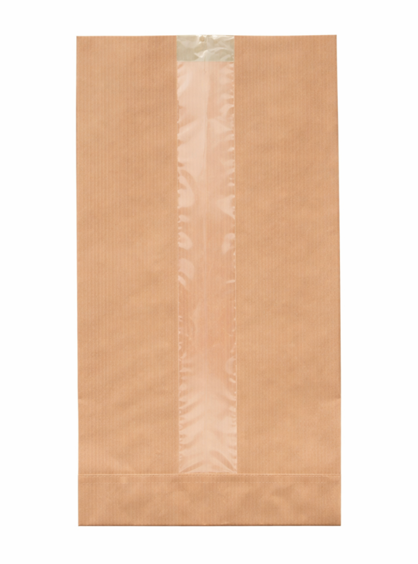 أكياس ورقية بنية اللون مزودة بنافذة (مقاسان)