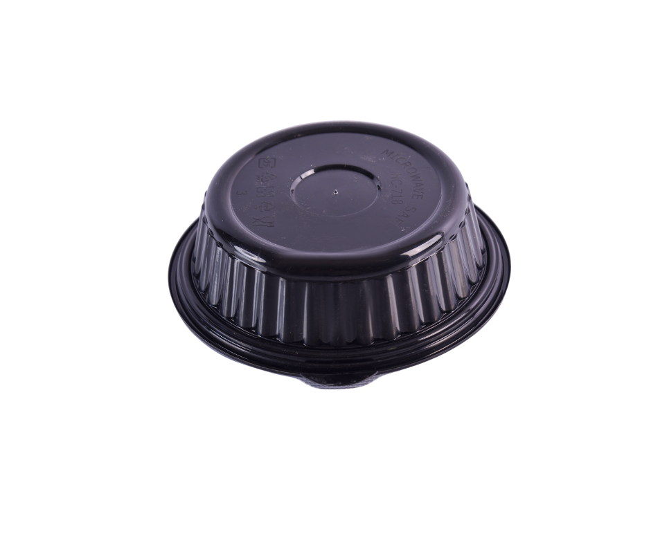 Black Round Microwave Containers 500 g with Lid