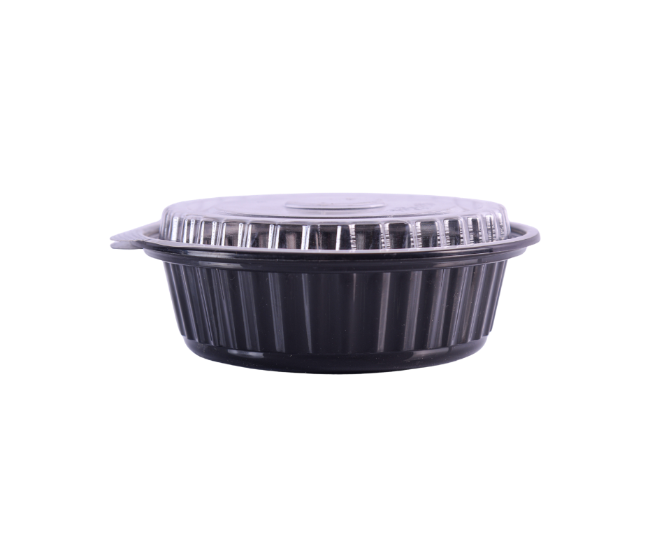 Black Round Microwave Containers 500 g with Lid