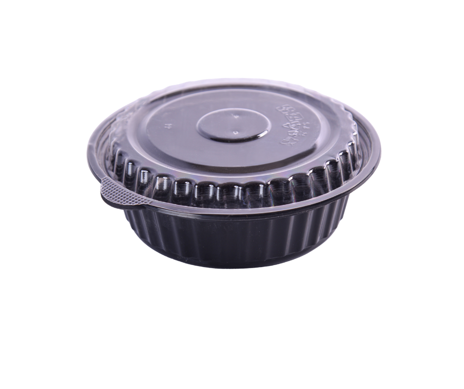 Black Round Microwave Containers 500 g with Lid