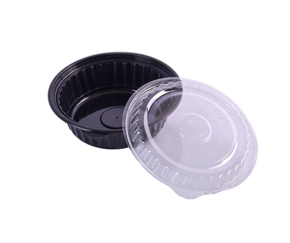Black Round Microwave Containers 500 g with Lid