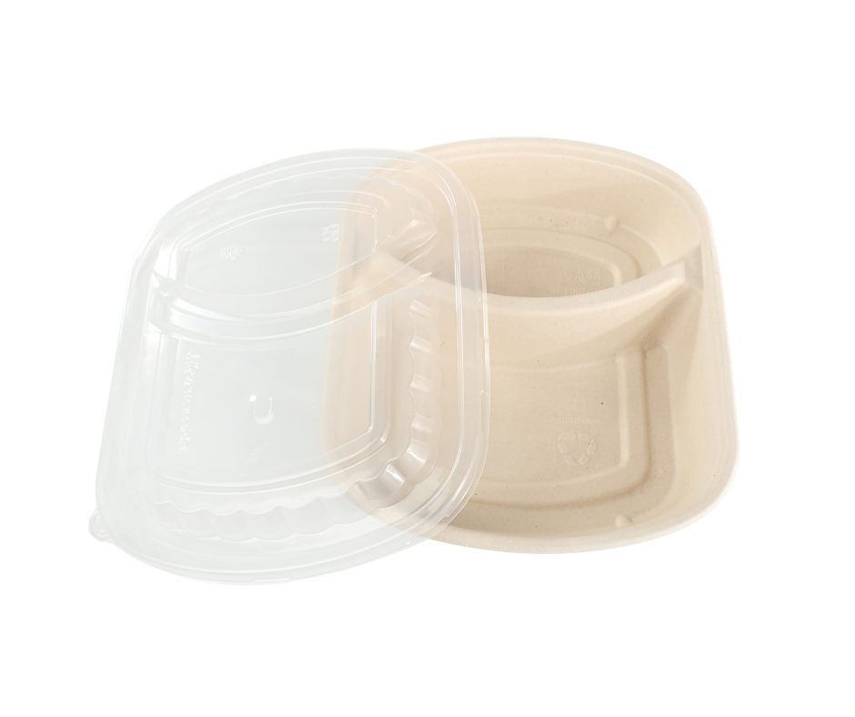 Biodegradable Microwave Containers 32 oz  Rectangular 2 Partitions with Lid