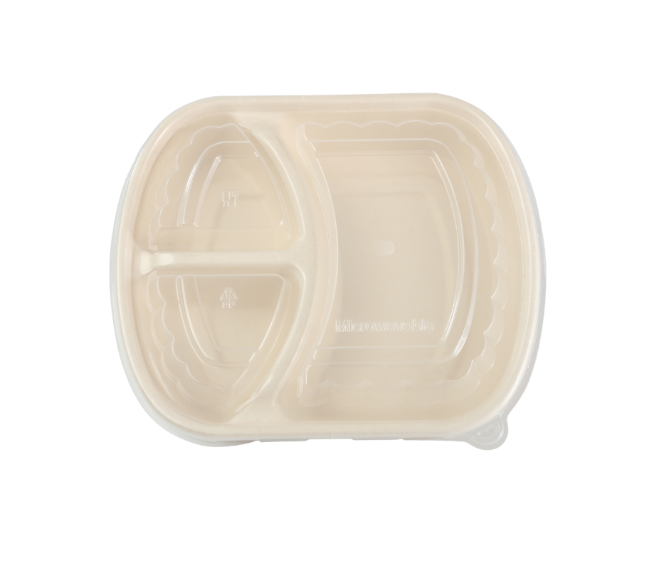Biodegradable Cardboard Microwave Containers 3 Partitions with Lid