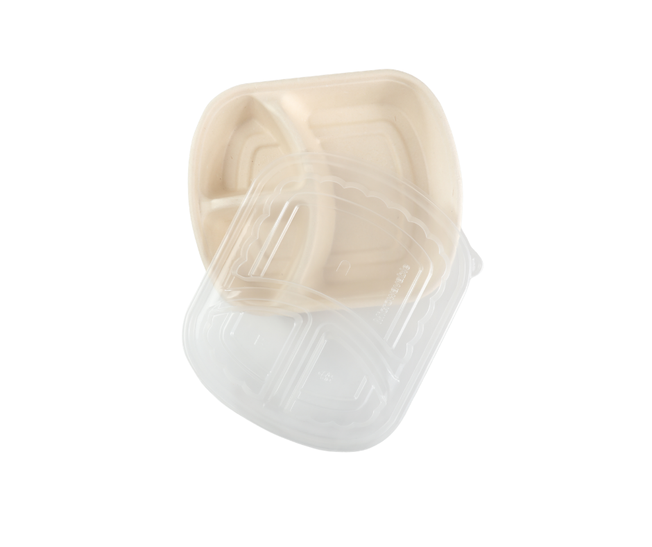 Biodegradable Cardboard Microwave Containers 3 Partitions with Lid