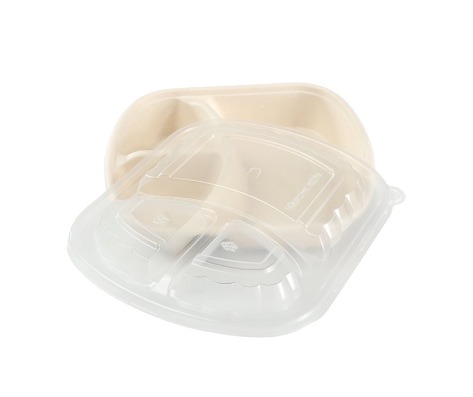 Biodegradable Cardboard Microwave Containers 3 Partitions with Lid