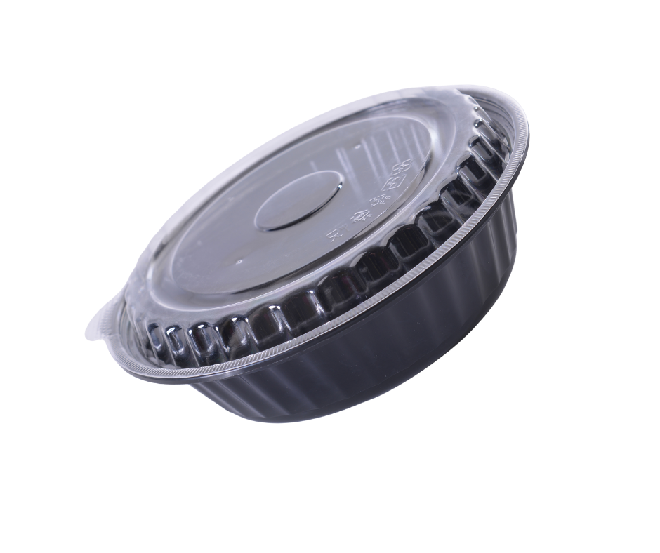 Black Round Microwave Containers 750 g with Lid