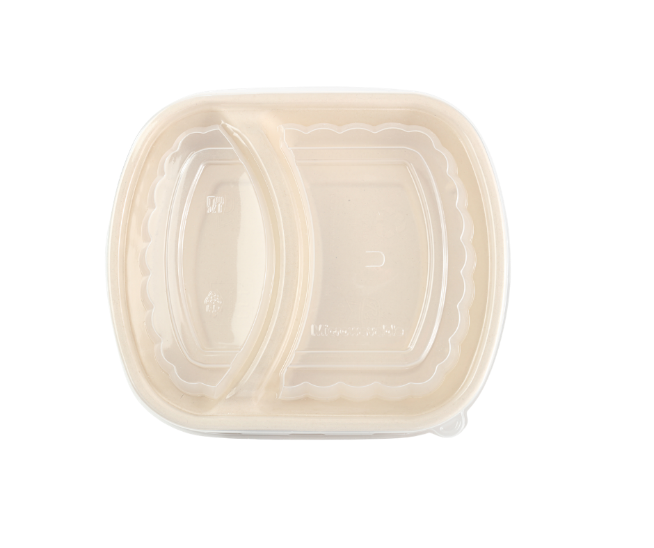 Biodegradable Microwave Containers 32 oz  Rectangular 2 Partitions with Lid