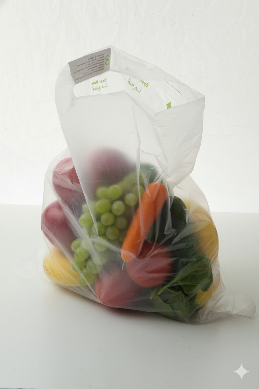 أكياس بلاستيكية شفافة للفواكه والخضراوات