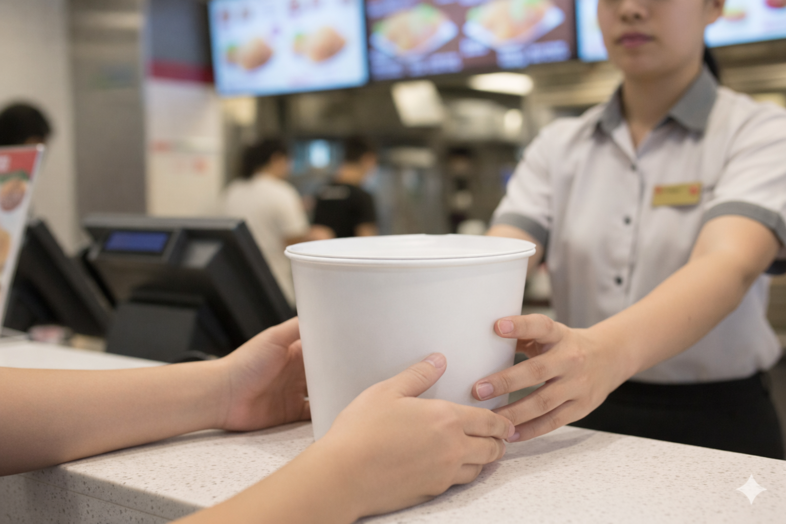 White Chicken Buckets & Paper Lids - سطل دجاج مع غطاء سادة
