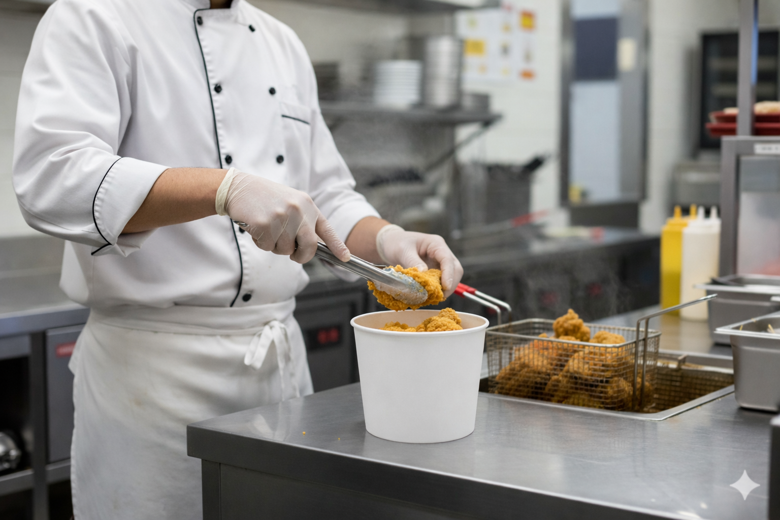 White Chicken Buckets & Paper Lids - سطل دجاج مع غطاء سادة