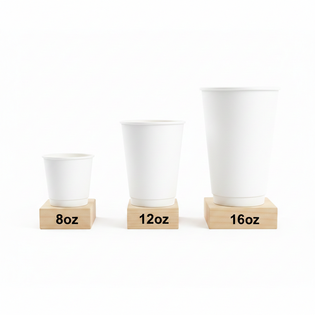 White Double Wall Paper Cups 8/12/16oz