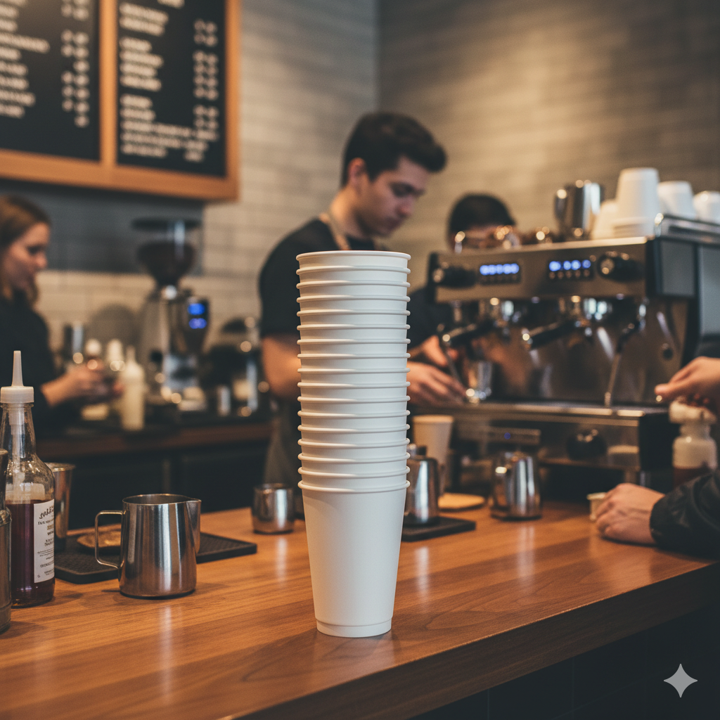 White Double Wall Paper Cups 16oz - كاسات ورقية دبل ابيض 16 اونص