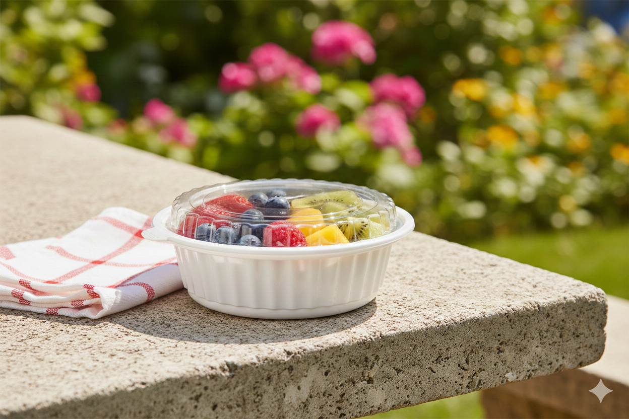 علب بلاستيك مايكرويف دائرية بيضاء مع أغطية (16/24/32/40/48/64)
White PP Round Microwavable Containers with Lids 