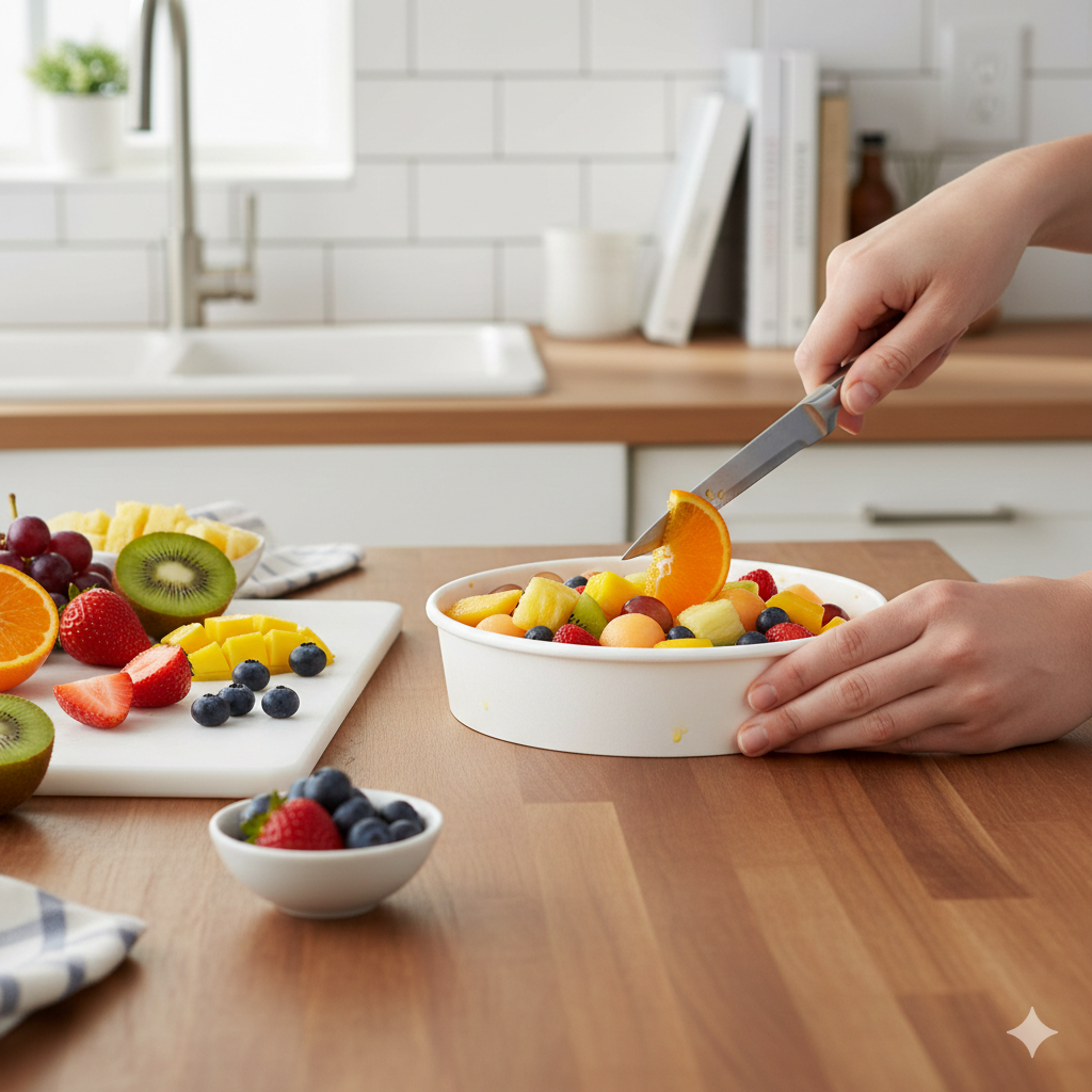 White Paper Bowls 24oz wide - علب كرتون دائري 24 اونص ابيض عريض