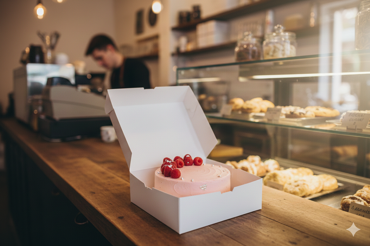 White Paper Cake Boxes Without Windows - علب كرتون كيك ابيض بدون شباك 