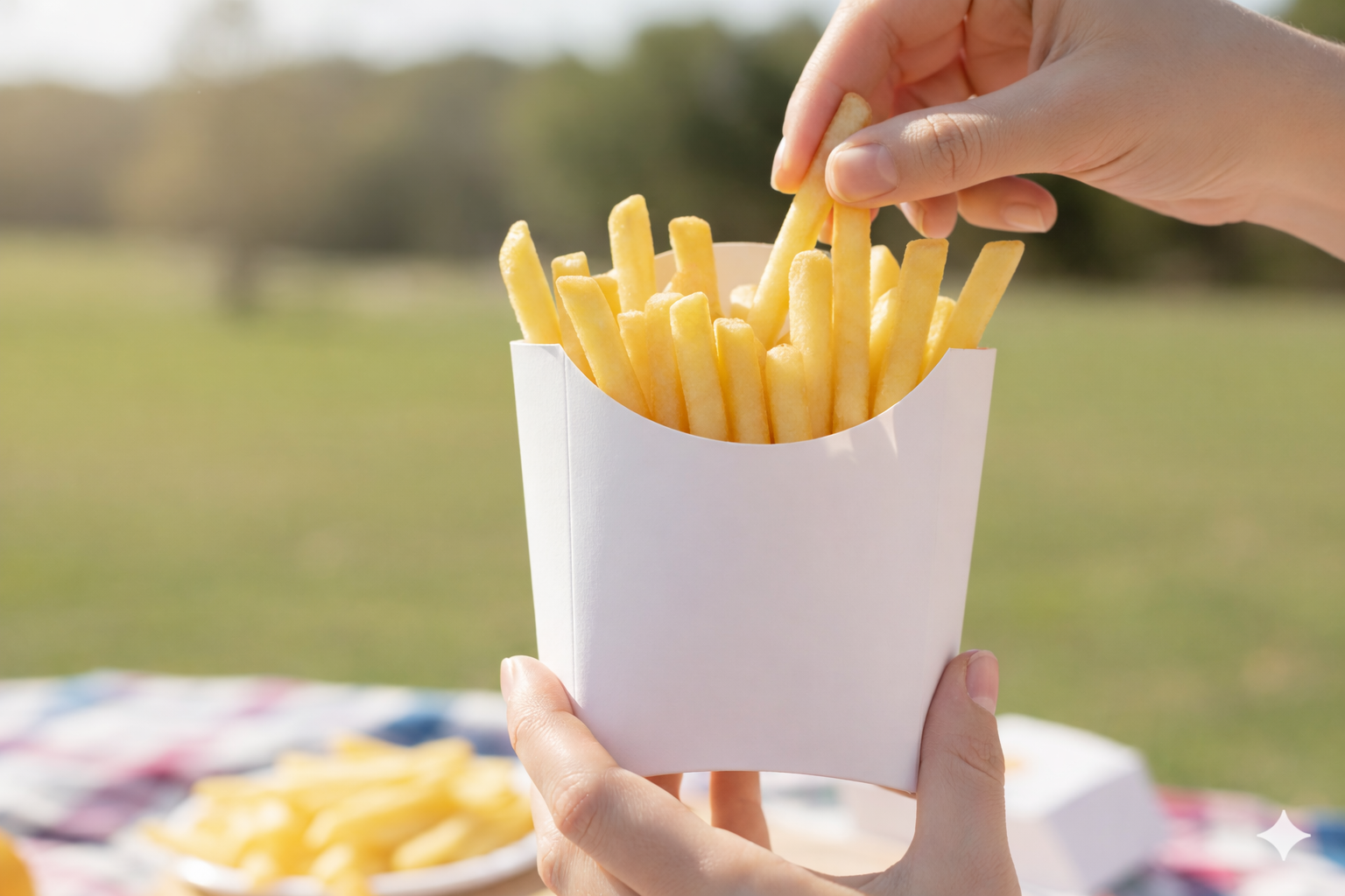 White Paper French Fries Pocket Containers (S,L) - علب كرتون تقديم البطاطا - ابيض