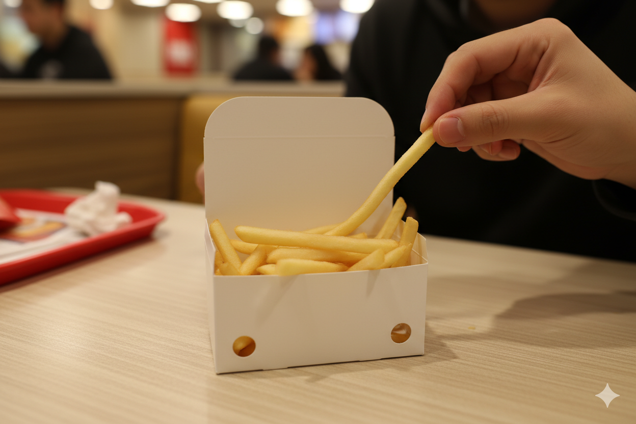 White Rectangle Paper French Fries Containers (Small) - بوكس بطاطا ابيض  صغير 