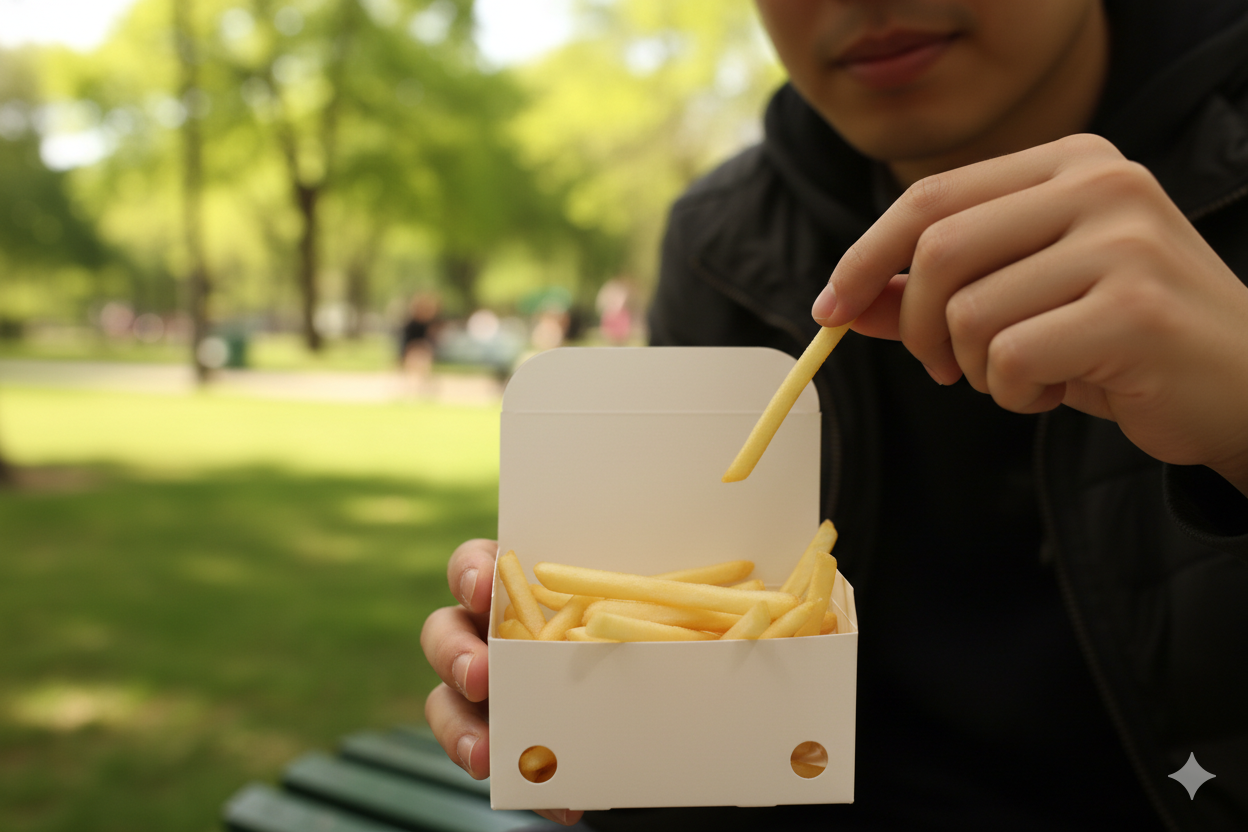 White Rectangle Paper French Fries Containers (Small) - بوكس بطاطا ابيض  صغير 