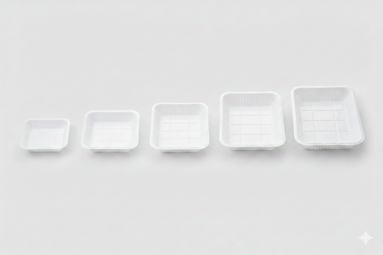 White Rectangle Plastic Plates 
أطباق/صحون بلاستيكية مستطيلة أبيض