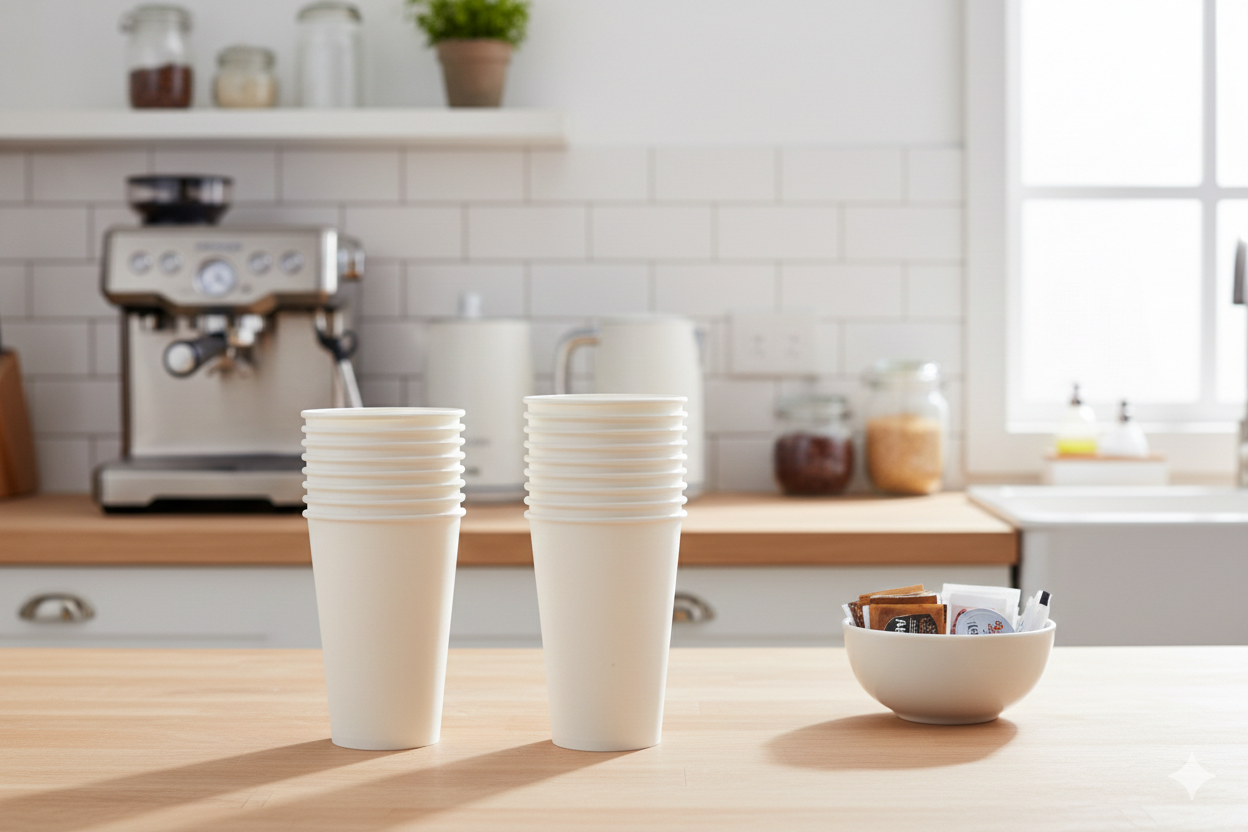 White Single Wall Paper Cups 16oz - كاسات ورقية ابيض 16 اونص