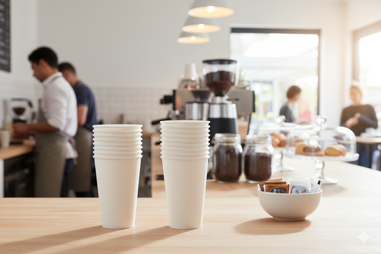 White Single Wall Paper Cups 16oz - كاسات ورقية ابيض 16 اونص