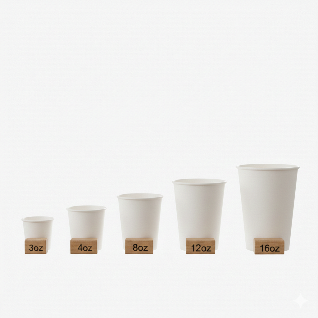 White Single Wall Paper Cups 2.5/4/8/12/16oz - كاسات ورقية ابيض 2.5/4/8/12/16اونص