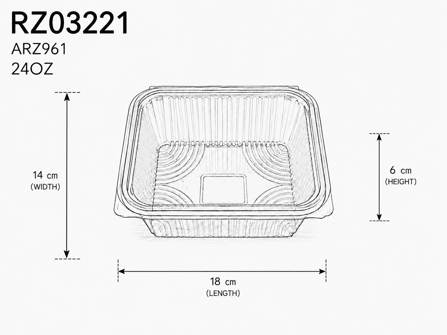 علب بلاستيك PET مستطيلة شفافة مع غطاء متصل   ARZ 960-962