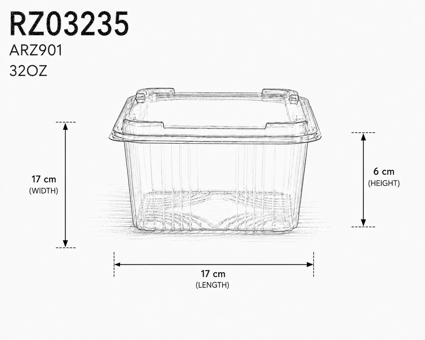 Plastic PET Square Hinged Containers ARZ 900-903