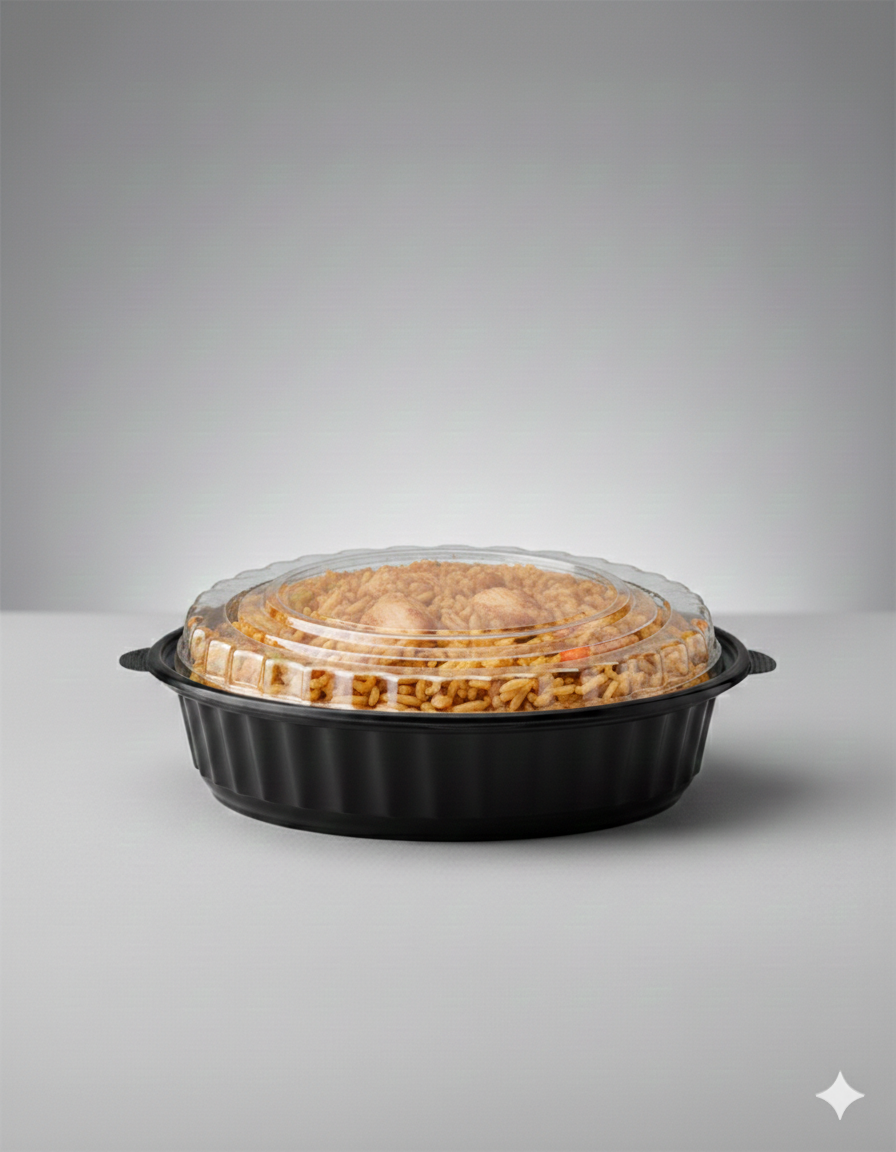 Black PP Round Microwavable Containers with Lids 48oz
علب بلاستيك مايكرويف دائرية سوداء مع أغطية 